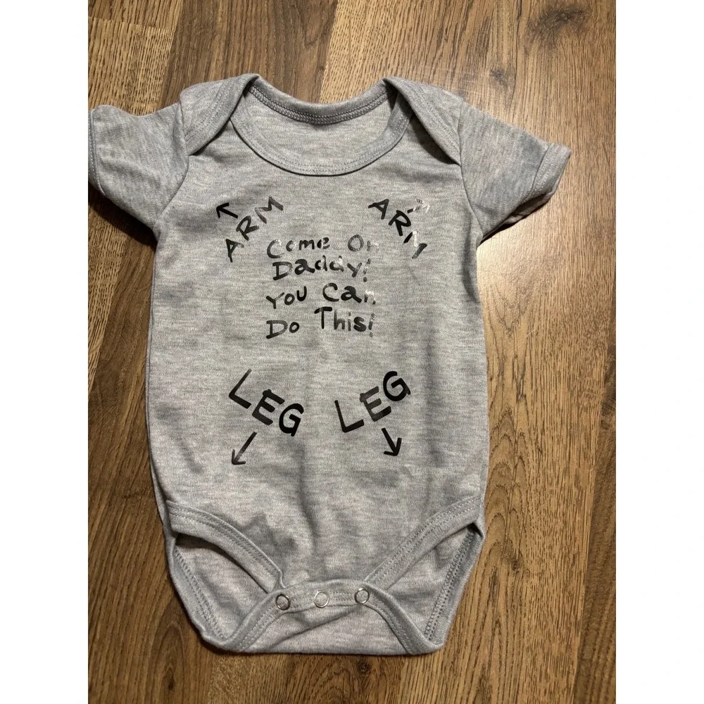 One-Piece Unisex Size 0-3M Gray Bodysuit Graphic Come On Daddy! You Can Do This!